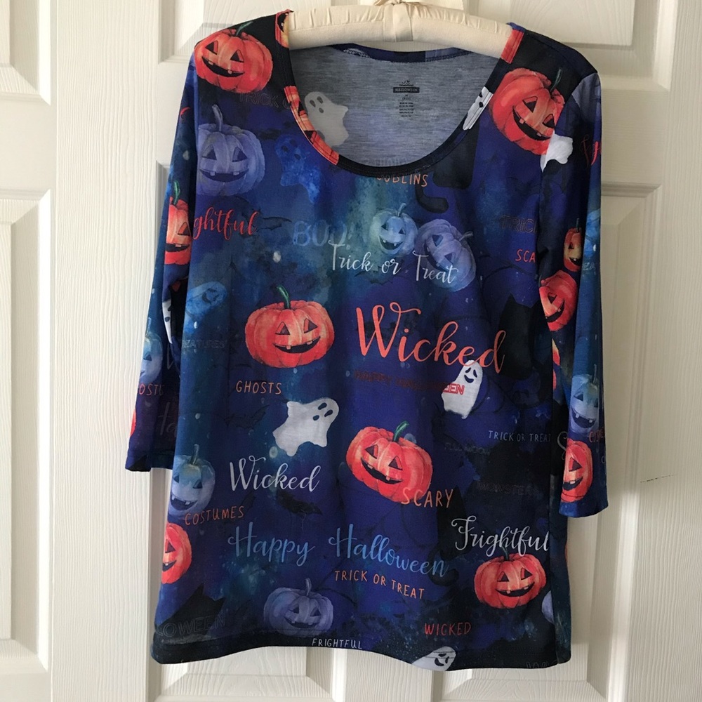 Halloween Pumpkin&Ghost Long Sleeve Shirt Size Med